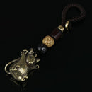 Zodiac Animals Rat Statue Key Chain Rings Pendants Metal Copper Keychain Gw
