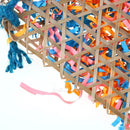 Colorful Bamboo Weave Wooden Swing Parrot Bell Toys Climbing Biting Bird Cage