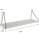 Solid Wooden Wall Shelf Iron Partition Board Sundries Storage Rack White-L