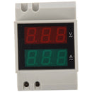 Din-Rail AC 110V/220V Digital Voltmeter Ammeter Red Volt Green Amp Meter LE T2V5