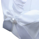 White Satin Beaded Wedding Flower Girl Basket Bowknot Decor