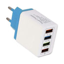 4 USB Wall Charger Phone Fast Charging Charger EU Plug Adapter (Lake Blue) A