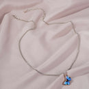 Color Butterfly Necklace Women Pendant Clavicle Chain Lovers Jewelry (Blue) A
