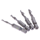 4pcs 1/4" Hex Shank HSS Metric Hand Screw Thread Tap Taper & Drill Bits Tool