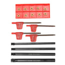 4Pcs 8/9/10/12mm Shank Lathe Boring Bar with 10 x Inserts + 4pcs Wrenches