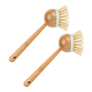 2 Pcs Dish Brush with Wooden Handle Durable Bristles Scraper Tip for Dishes