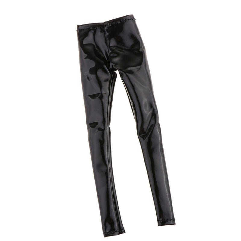 1:6 Scale Black PU Leather Pants Female Trousers Clothes for 12inch Action