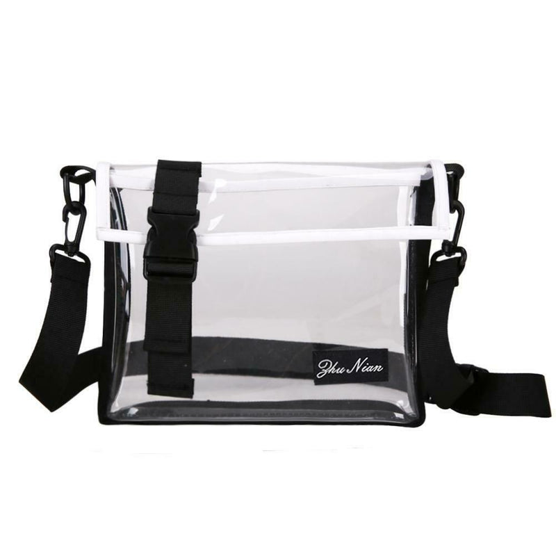 Transparent PVC Shoulder Messenger Bag Unisex Casual Crossbody Bags (White)