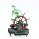 Pirate Captain Aquarium Ornament Skeleton on Wheel Action-Air Fish Tank Decor