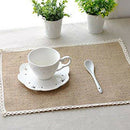 8Pcs Linen Table Mat Lace Placemat Set Natural Jute Woven Tableware Mat Wed