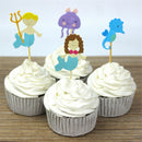 24pcs ocean style hippocampus mermaid cupcake toppers decor party supplies  Z