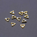 10pcs Hollow Triangle Copper Nail Art Charms Glitter Rhinestones Nail Studs A