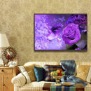 5D DIY Full Drill Diamond Painting Purple Flowers Cross Stitch Embroidery
