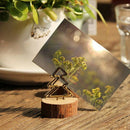 Wooden Base Card Holder, 12 Sets of Solid Wood Base Table, Iron Metal Wire  G5S5