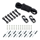 Kaya Bungee Kit Bow & Stern Tie Downs 2.5m Rope 6 Padeyes 12 Rivets 2 Cord Ends