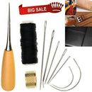 10pcs DIY Sewing Needles with Leather Waxed Thread Cord Drilling Awl and Thimble