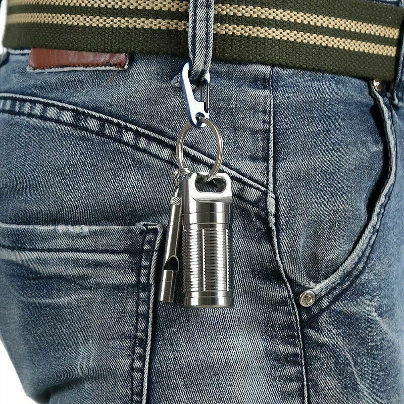 Survival Waterproof Pill Match Case Container Hiking Emergency Gear Titaniu B8E4