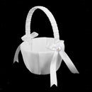 Wedding Flower Girl Baskets Embroidered Flower Basket with Rhinestone Bowknot