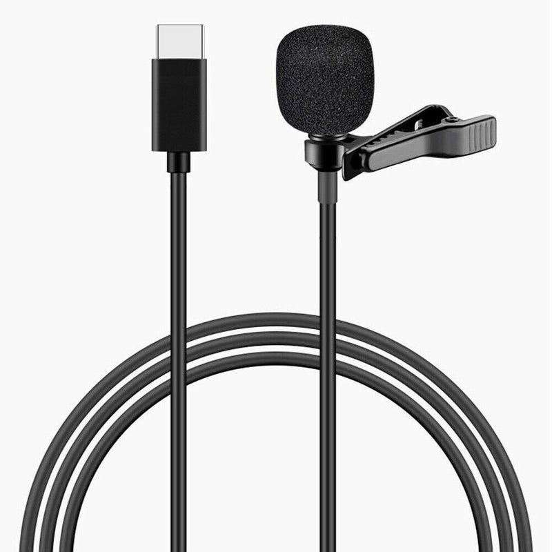 USB Type C Mini Lavalier Microphone Omnidirectional Lapel Clip Mic with Bag A
