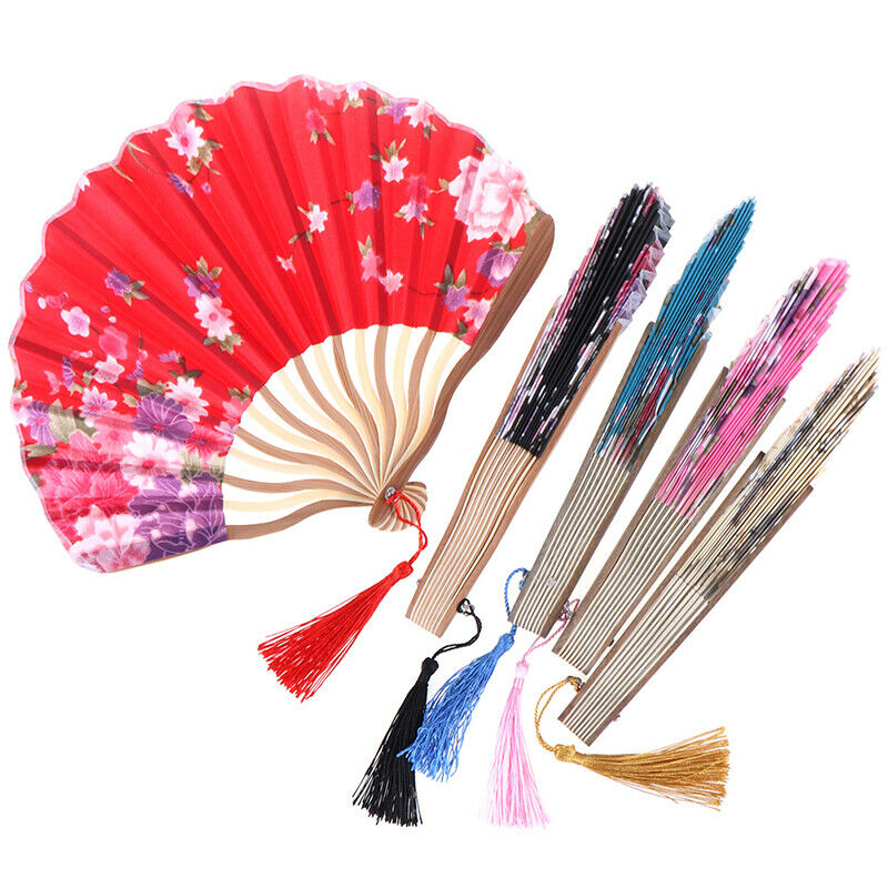 Pattern Chinese Style Hand Held Silk Bamboo Folding Fans Wedding Hand Fan JC,a