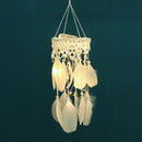 Handmade Dream Catcher Net Lace Ribbon Feather Wall Hanging Ornament LED Lamp
