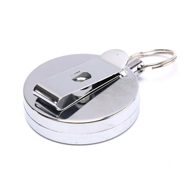 110CM Retractable Key Chain Reel Steel Cord Recoil Belt Key Ring Badge Holde Gn
