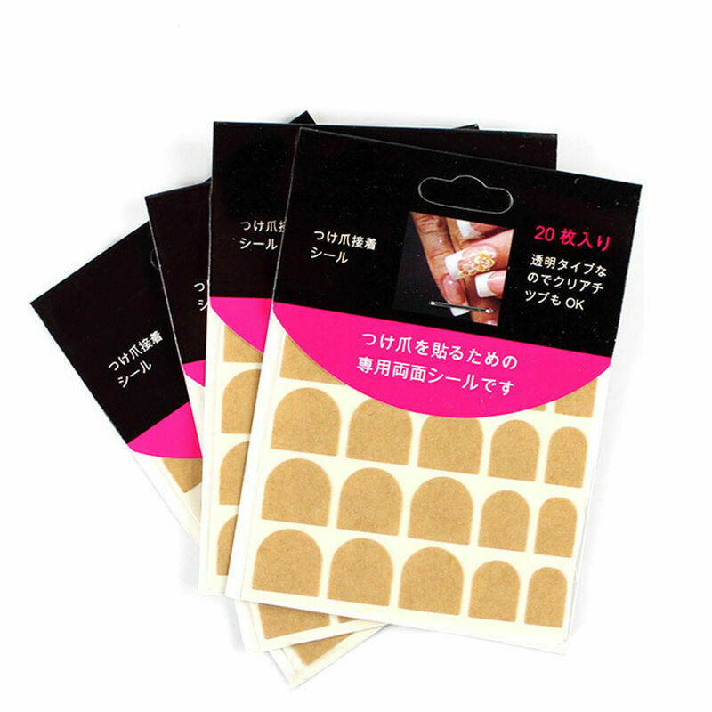 1 Sheets 20 Tips Double Sided Adhesive Tape Glue Stickers Nail Art False Dz F9D2