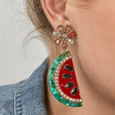 Cute Fruit Drop Earrings - Statement Colorful Shining Crystal Dangle Earrin