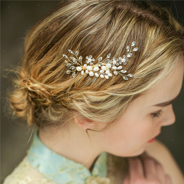 Wedding Hair Comb with Pearls Rhinestone Bridal Hair Accessory for Bridemaid