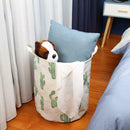 Foldable Drawstring Canvas Storage Basket Clothes Toys Laundry Container
