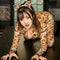Sexy Women Leopard Wet Look Jumpsuit Bodycon Bodysuit Zipper Playsuit Linge Kw