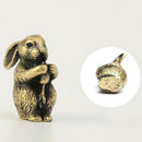 2pcs Lucky Fengshui Decor Brass Zodiac Rabbit Ox Statues Incense Holder