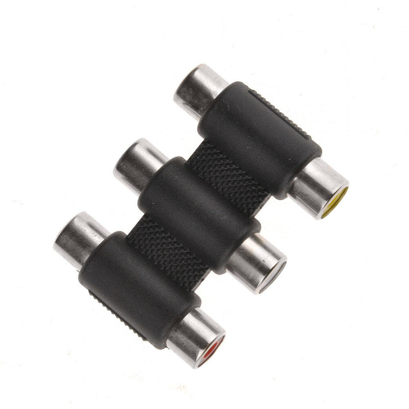 Female to Female Triple 3 RCA Jack Adapter Phono Coupler Audio Video Connector