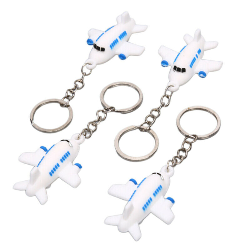 4Pcs/lot Silicone Airplane Keychains Pendant Keyring Friendship Jewelry Gift New