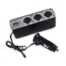 Car Cigarette Light Multi Socket 3 Way + USB Port Charger Adapter DC 12V WittyJR
