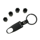 New Car Truck Bike 4 Pcs Metal Tire Wheel Stem Air Caps + Keychain Wrench