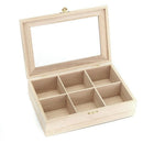 6 Compartments Tea Box Natural Wood Tea Bag Durable Jewelry Organizer Stora