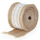 5M natural Hessian sackcloth with Lace Ribbon 5CM wide brown P5C1
