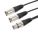 3P XLR Female Jack to Dual 2 Male Plug Y Splitter Adaptor Cord Cable 1Ft A
