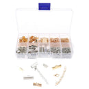 370Pcs 10/16/20mm Crimp End Fold Over Clasps Cord End Clip DIY Jewelry Makin Hn