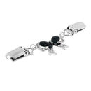 Rhinestone Brooch Bowknot Collar Clip Women Cardigan Pin Jewelry (Black) A
