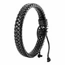 Men's Leather Bracelet Magnetic Clasp Cuff Rope Black Surfer Wrap Adjustable HOT
