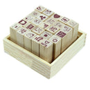 25Pcs/Set Lovely Diary Pattern Seal Stamp Wooden Box multipurpose Wood Rubb