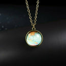 Double Sided Glass Glow in the Dark World Map Galaxy Planet Necklace Pendant