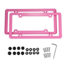 Pink Aluminum alloy License Plate Frame 2 Pieces with Screw Caps 4 Holes