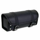 Motorcycle Bag Pouch Saddle Bag PU Leather Luggage Tool Roll Bag Black C8V6