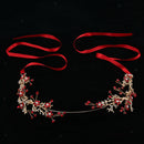 Bridal Headband Wedding Party Hair Band Wreath Rhinestone Hair Vine Ribbon