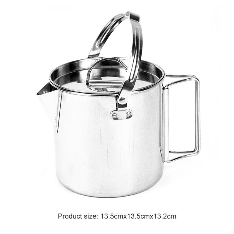 1.2L Outdoor Camping Hiking Cooking Kettle w/ Lid Backpacking Teapot Coffee Pot