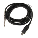 Guitar Bass 1/4'' 6.3mm To USB Link Connection Instrument Cable Adapter