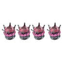 4 x Car Crown Diamond Tyre Tire Wheel Stem Air Valve Dust Cover Screw Cap Pink